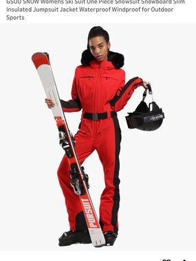 Gsou Snow Women’s Red Snow Ski Suit Large